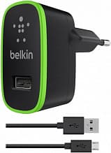 Зарядний пристрій мережевий Belkin Travel charger 1USB 2.1A + MicroUsb cable Black