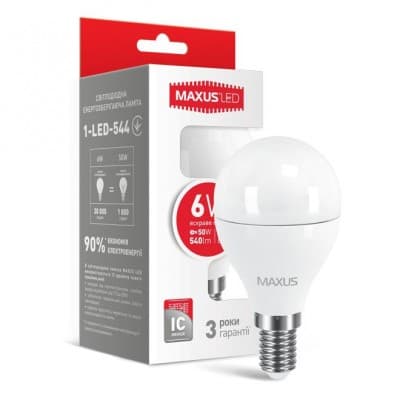 Лампочка Лед MAXUS 1-LED-544 (G45 6W 4100K 220V E14)
