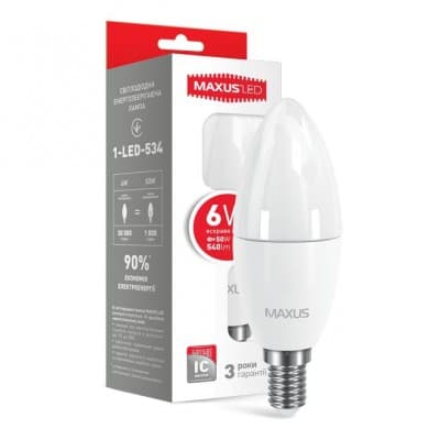Лампочка Лед MAXUS 1-LED-534 (C37 6W 4100K 220V E14)