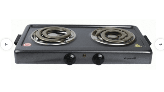 Плитка електрична настольна VILGRAND VHP-162 D Grey  (2*1000Вт,шир. тен)