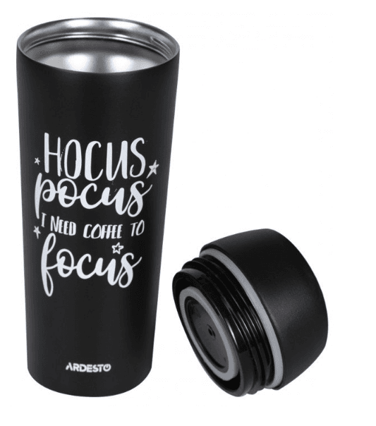 Термокружка Ardesto AR2645DMB Coffee time Hocus 450 мл, чорний, нержавеюча сталь