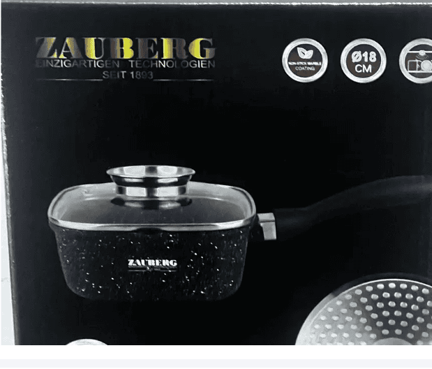 Ківш ZAUBERG 0718-F-BL квадратний 2л алюм з скл кр антиприг. Мармур Індукція