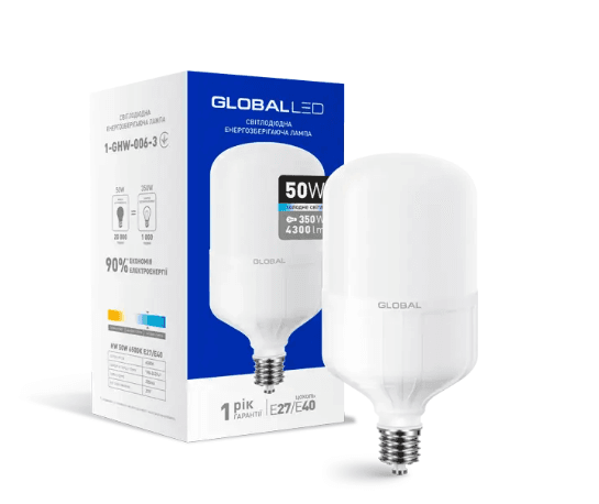 Лампочка GLOBAL 50W 6500K E27/E40 (1-GHW-006-03) (NEW)