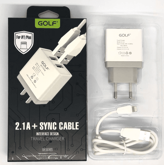 СЗУ адаптер 220V GOLF GF-U2 1USB + Micro 2.1 A