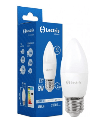 Лампа LED Lectris C37 5W 4000K 220V E27 1-LC-1303 