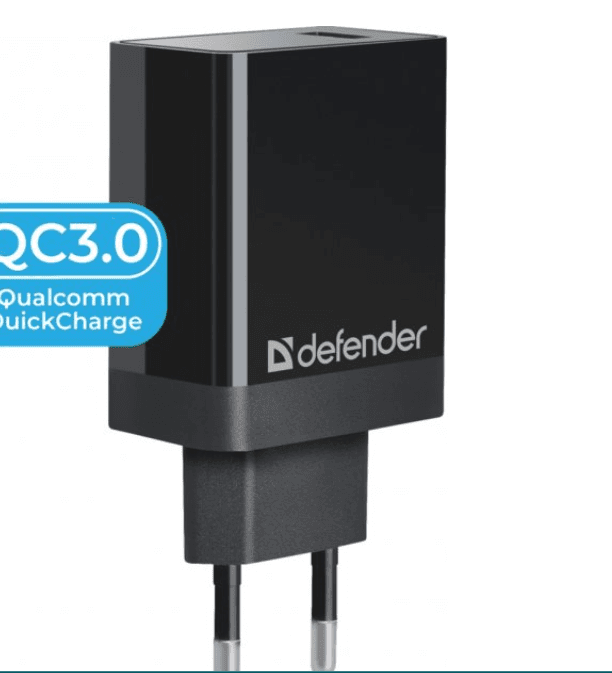 Зарядний пристрій DEFENDER (83573) UPA-101 black, 1 USB, QC 3.0, 18W