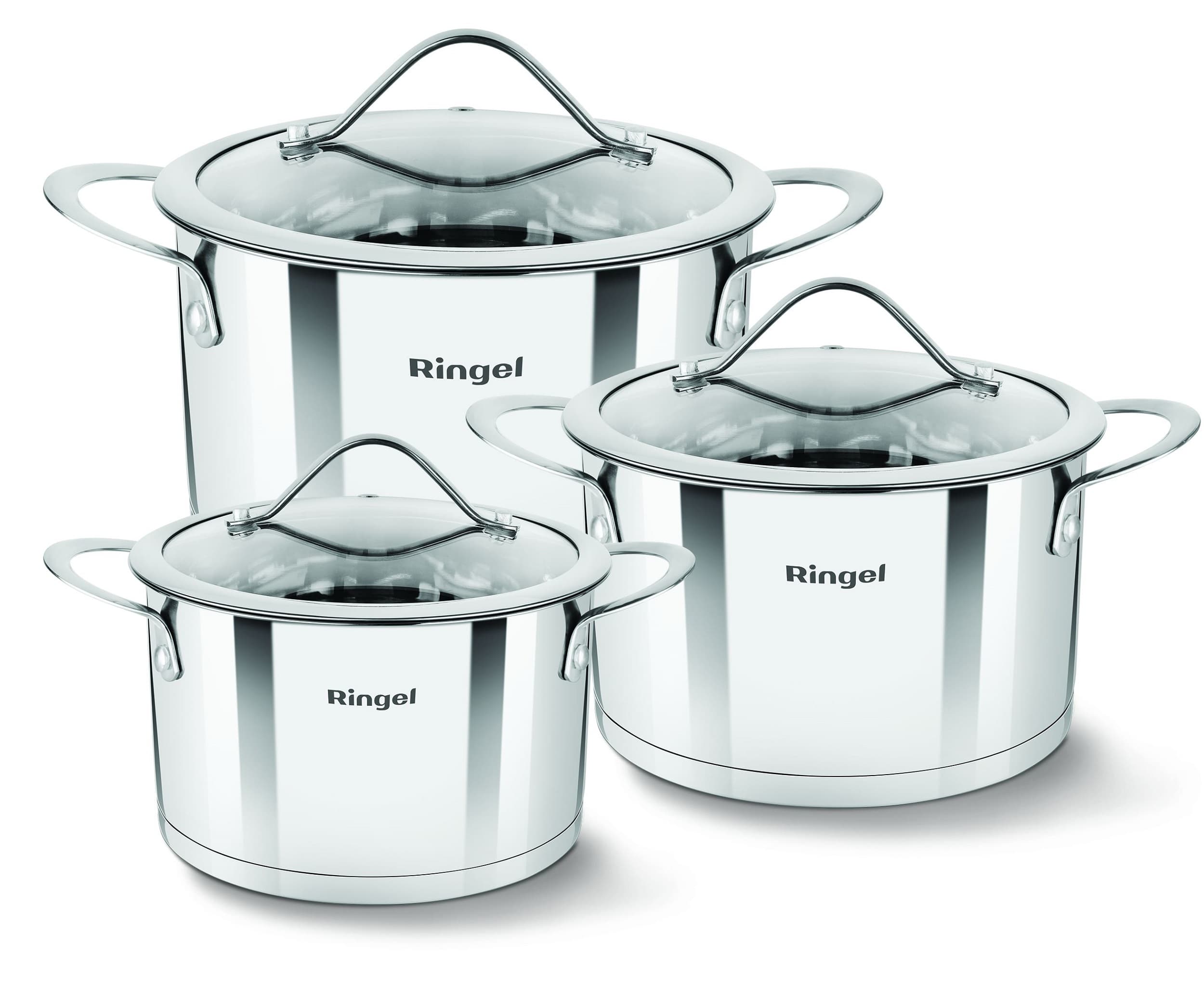 Набір каструль RINGEL FUSION набір кастрюль 6 пр. 1.9 л+2.6 л+3.6 л (RG-6007)