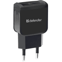 Зарядний пристрій DEFENDER (83840)EPA-13 чорний, 2xUSB, 5V / 2.1А, пакет