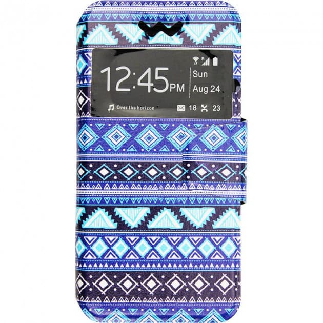 Чехол-книжка TOTO Book Universal cover Picture with window 4.0'-4.5' Blue Zigzag