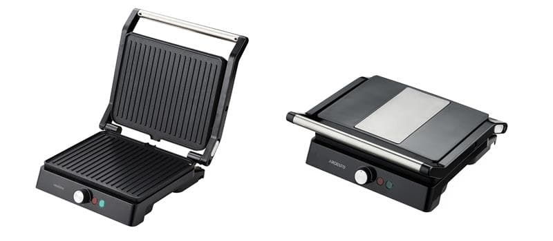 Гриль Ardesto GH-1800MB прижимний 1800Вт, розкриття на 180°, чорно-сріблястий
