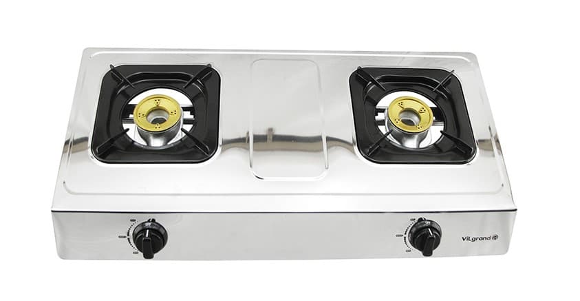 Плита газова VILGRAND VGS-1014 (2,8КВТ*2+1,7КВТ) стал