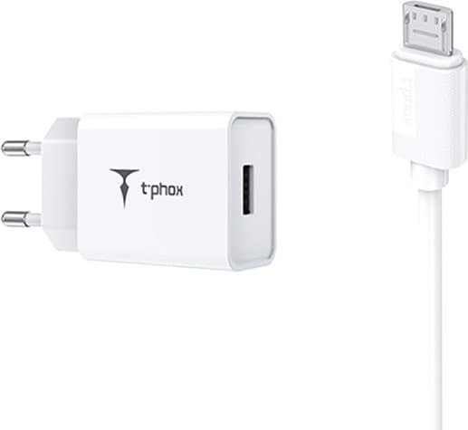Зарядний пристрій T-PHOX Mini 12W 2.4A + Micro cable 1.2m (White) 6502079