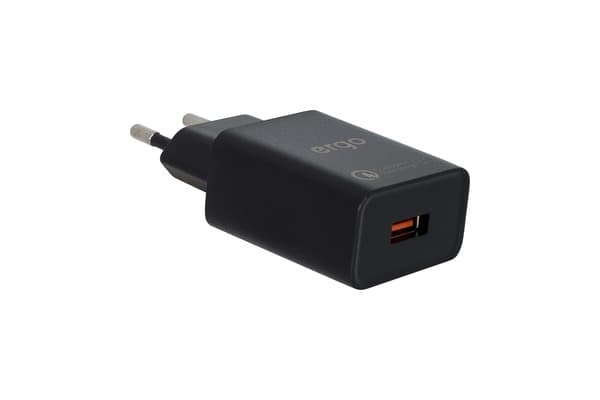 Зарядний пристрій ERGO EWC-130QC 1xUSB Wall Charger QC3.0 18W (Black)