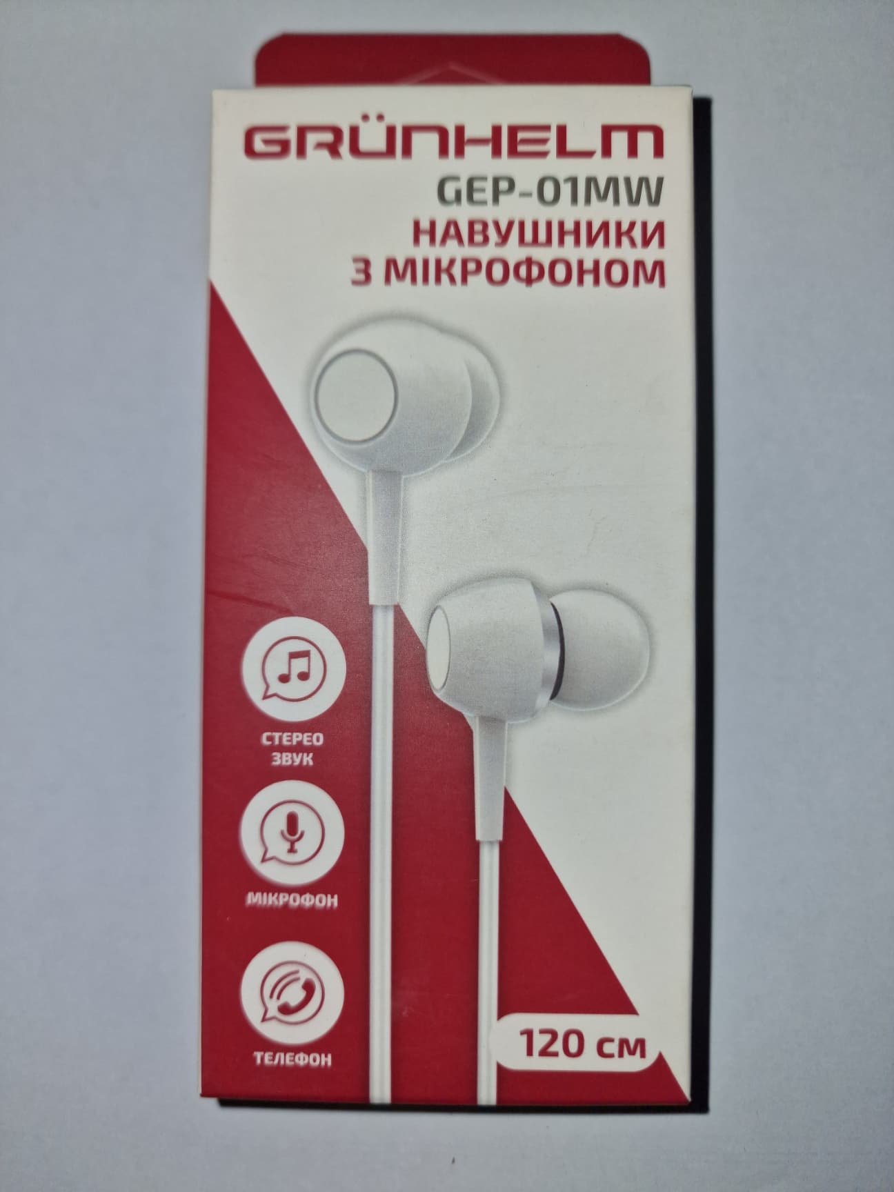 Навушники GRUNHELM GEP-01MW 1.2м з мікрофоном