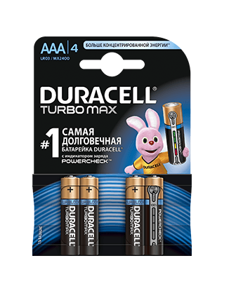 Батарейка DURACELL LR03 MN2400 KPD 04*10 Turbo 1x4 шт.(81545421)