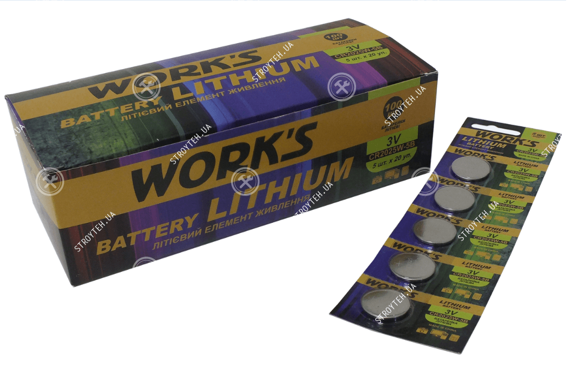Батарейка Work's Lithium CR2025W-5B 5шт 